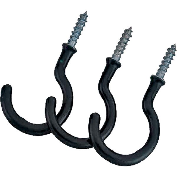 ProSource ScrewIn Storage Hook, 1.42 in. (L) x 21/2 in. (H), Black