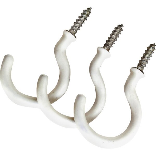 ProSource ScrewIn Storage Hook, 1.42 in. (L) x 21/2 in. (H), White