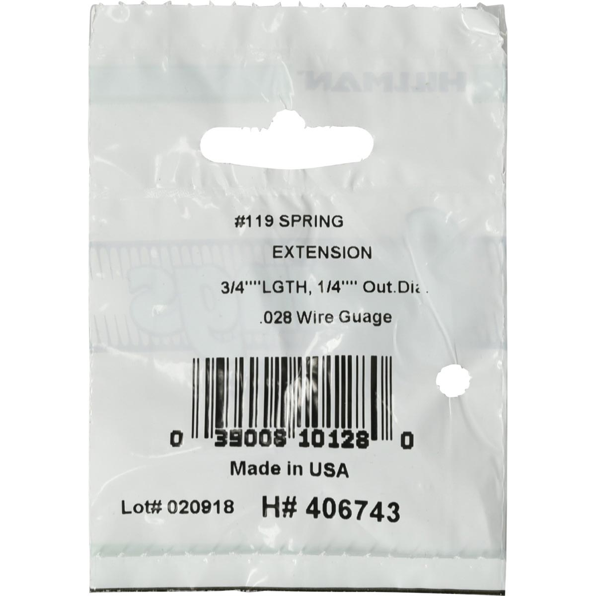 119 Extension Spring, 1/4 in. (Diam) x 3/4 in. (L) | City Mill