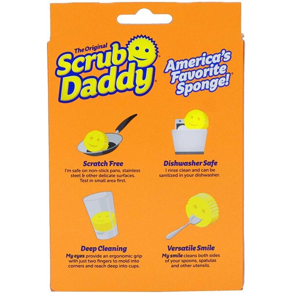 THE ORIGINAL Scrub Daddy Non-Scratch FlexTexture Dish Sponge YELLOW Smiley  Face 859547004008