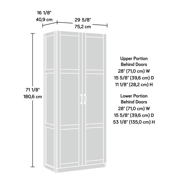 Sauder 71 in. Tall Large Storage Cabinet, Soft White Finish