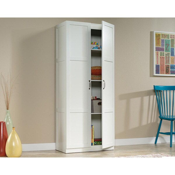 Sauder 71 in. Tall Large Storage Cabinet, Soft White Finish