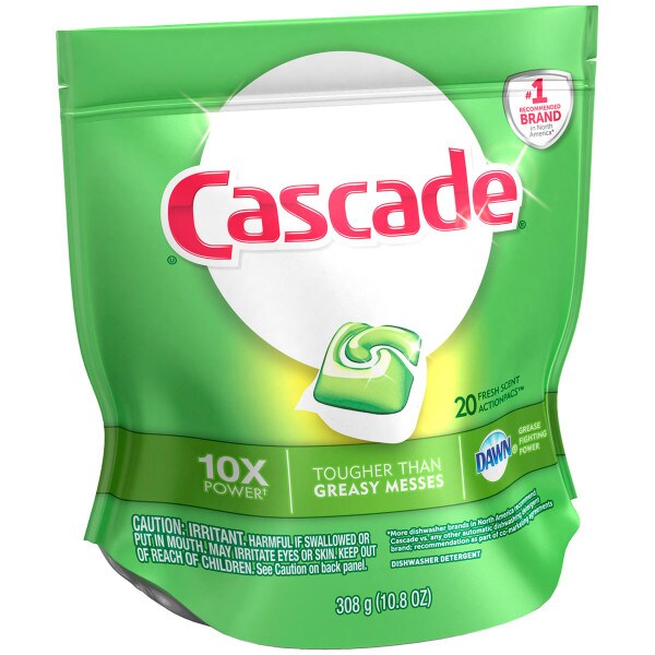 Cascade Dishwasher Detergent, Fresh Scent, Action Pacs - 20 actionpacs, 10.8 oz