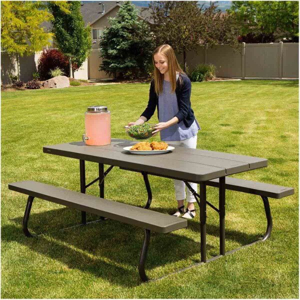 Lifetime 6 ft. Folding Picnic Table with Bench Seats