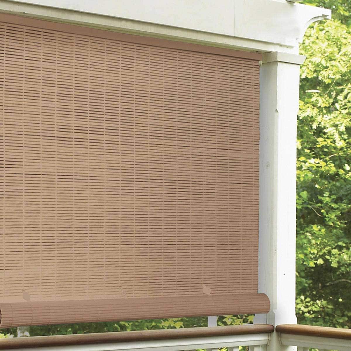 Radiance 72 in. W x 72 in. L Cordless Manual Rollup Outdoor 1 4 in. PVC Sun Shade Woodgrain City Mill
