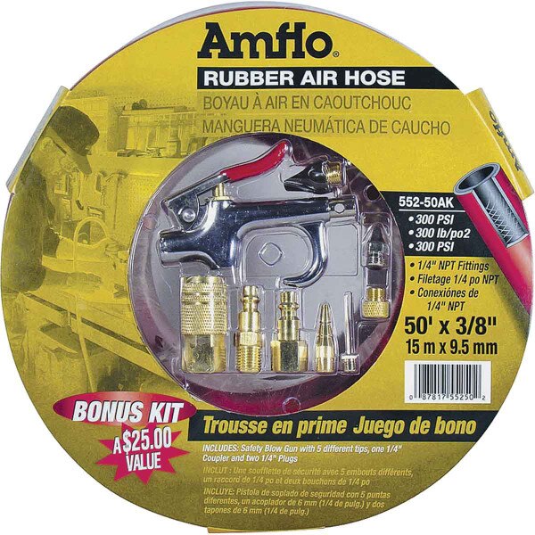 Amflo Air Hose Kit, 3/8 in. OD, 50 ft. L, MNPT, 300 psi Pressure
