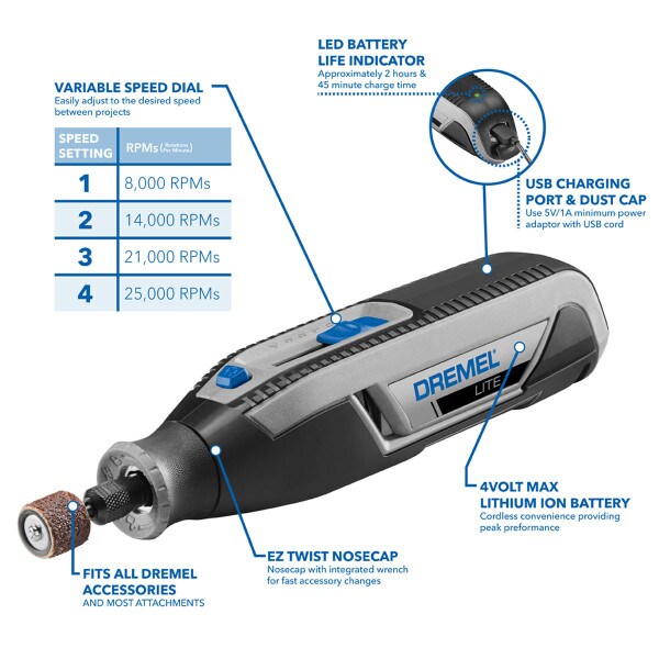 Dremel Lite 4 Volt Multipurpose Variable Speed Cordless Rotary