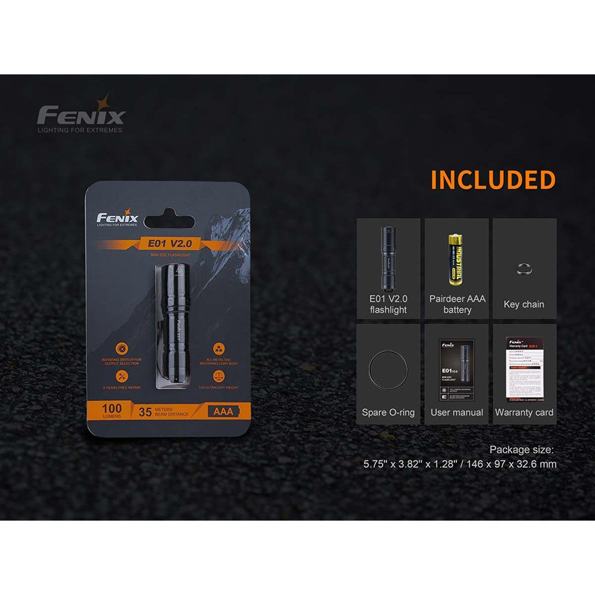 Fenix E01 V2.0 100 Lumen LED Flashlight, 1AAA | City Mill