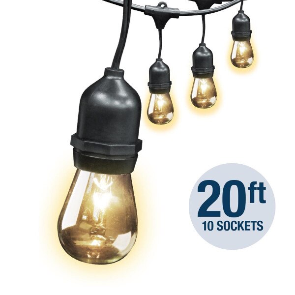 Feit Electric 20 ft. Outdoor Incandescent 10 Socket String Lights