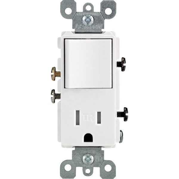 Leviton      Decora 15 Amp Tamper Resistant Combo Switch and Outlet, White