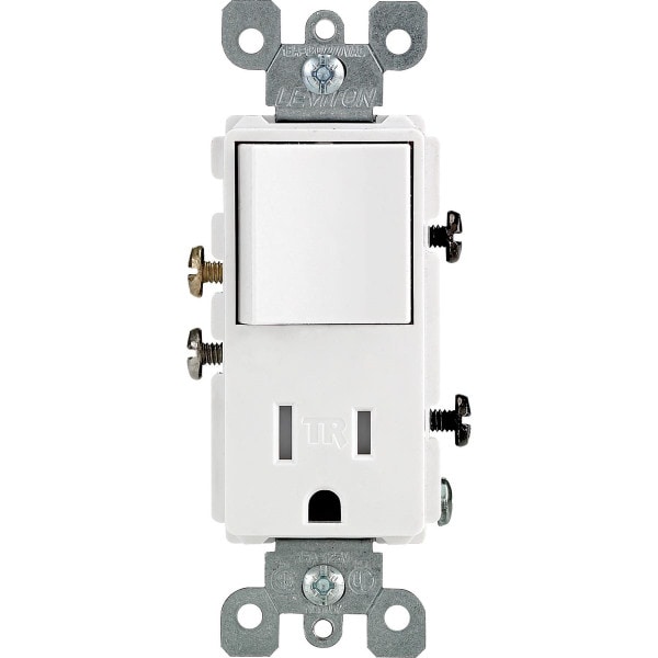 Leviton Decora 15 Amp Tamper Resistant Combo Switch and Outlet, White Leviton Decora 15 Amp Tamper Resistant Combo Switch and Outlet, White