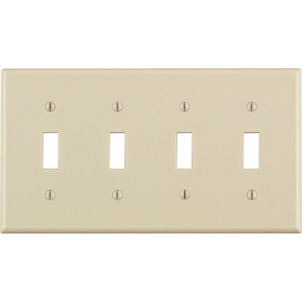 Leviton 4Gang Toggle Wall Plate, Lt Almond City Mill