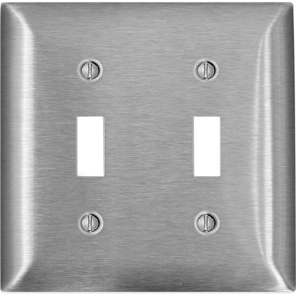 Leviton 2Gang Toggle Switch Wall Plate, Stainless Steel City Mill