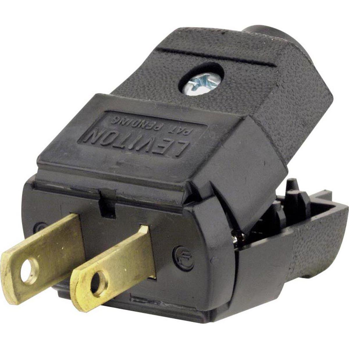 Leviton 2 Wire Hinged Non-Grounding Plug, Black | City Mill