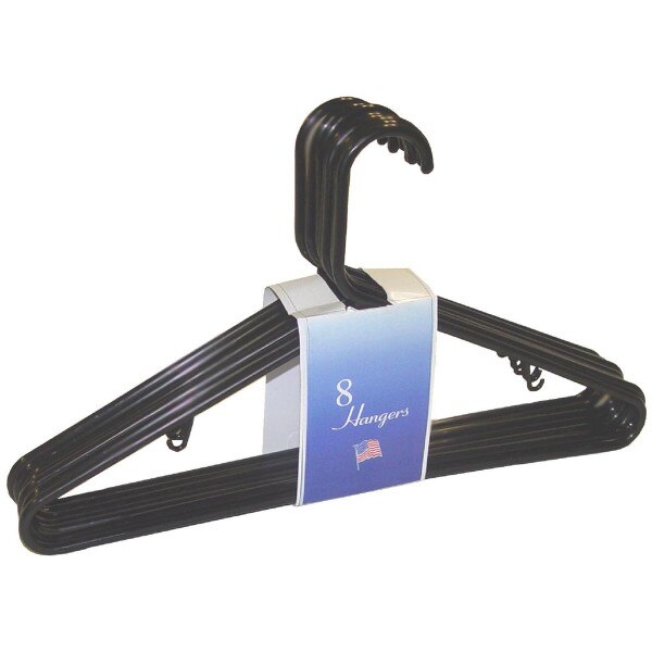 American Maid Black Plastic Clothes Hangers, 8 Pack City Mill