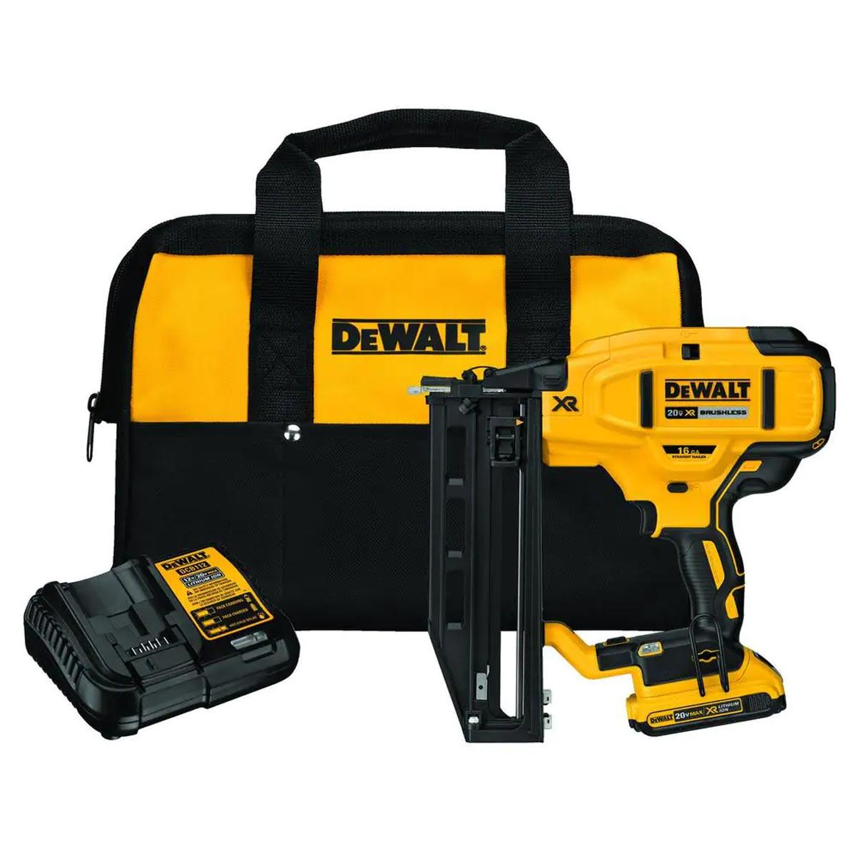 DEWALT 20V MAX Lithium-Ion 15-Degree Cordless Roofing Nailer Kit with 2.0Ah  Battery Charger and Bag DCN45RND1 - The Home Depot