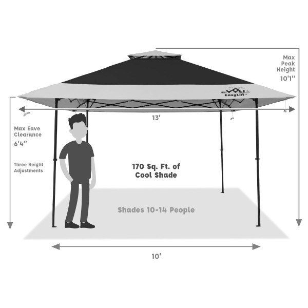 Yoli Pagoda EasyLift 170 13 ft. x 13 ft. Canopy PopUp Tent, Green/Tan