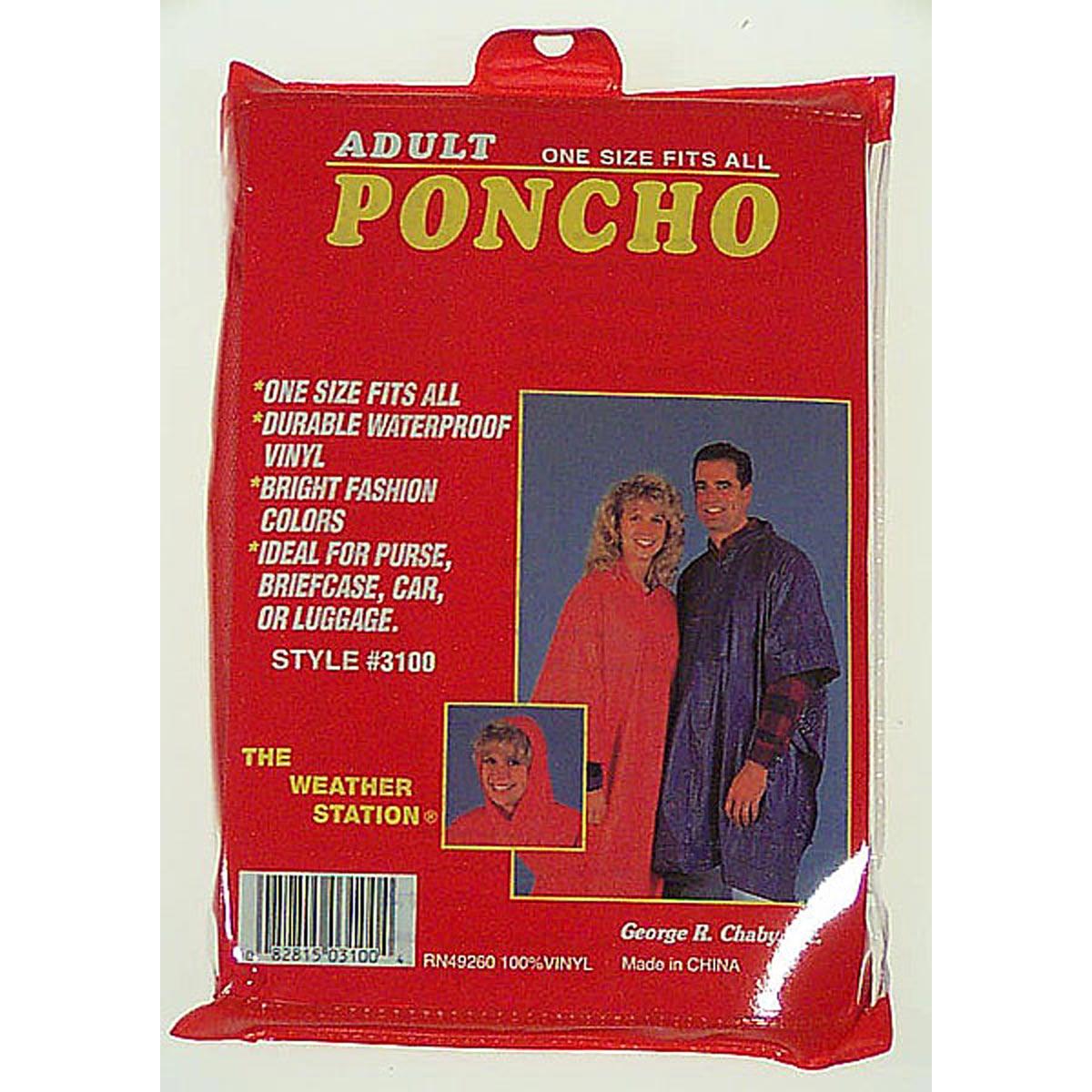 Adult Poncho Assorted Colors | City Mill Adult Poncho Assorted Colors | City Mill
