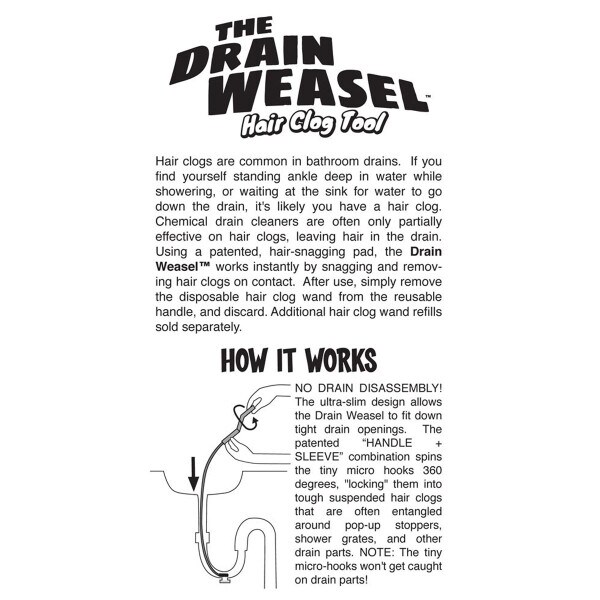 FlexiSnake Drain Weasel Plastic Drain Snake - Instantly Fixes Hair-Clogged  Drains - No Disassembly Required in the Drain Openers department at