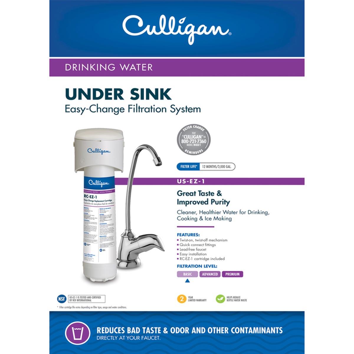 Culligan US-EZ-3 EZ-Change Système de filtration d'eau potable sous évier 187 litres