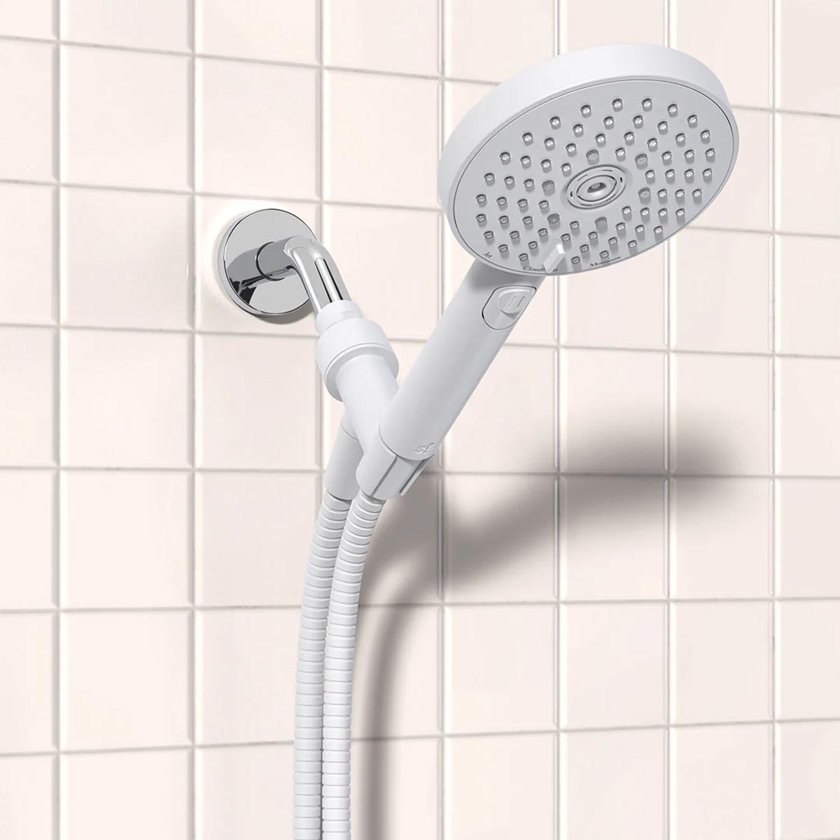Sproos! The Minimalist White Handheld Shower Head & No-Drill Slide