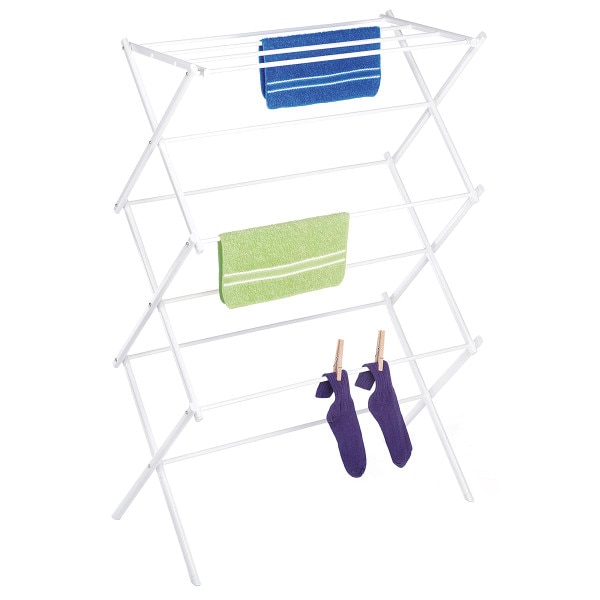 White Wire Folding Clothes Drying Rack