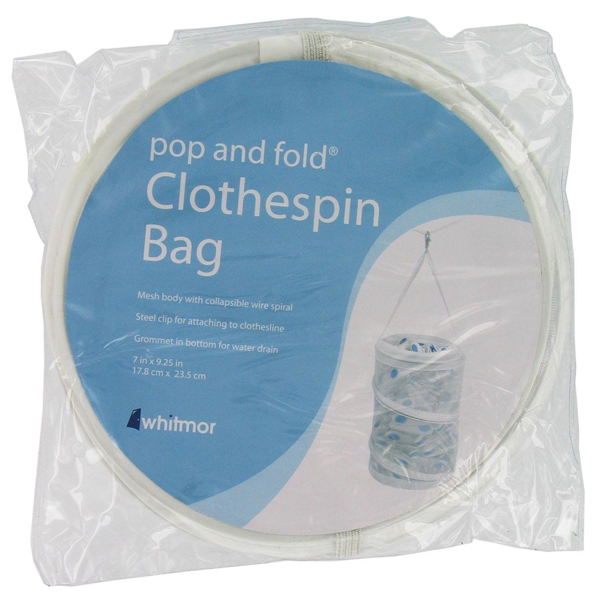 Whitmor White Mesh Pop & Fold Clothespin Bag