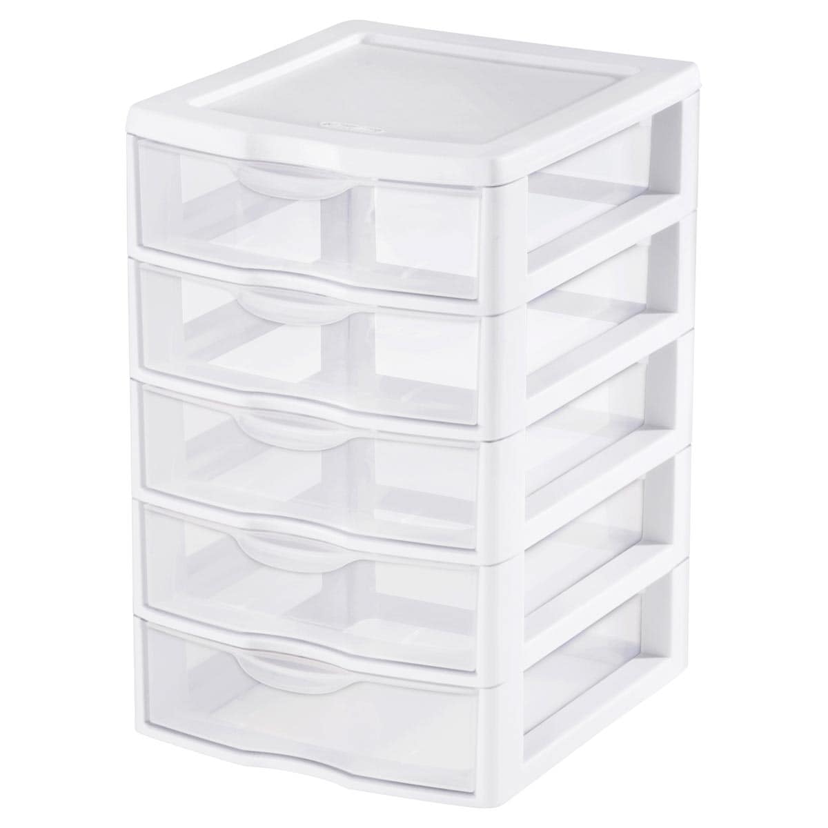 Sterilite Small 5 Drawer Storage Unit, Clear/White