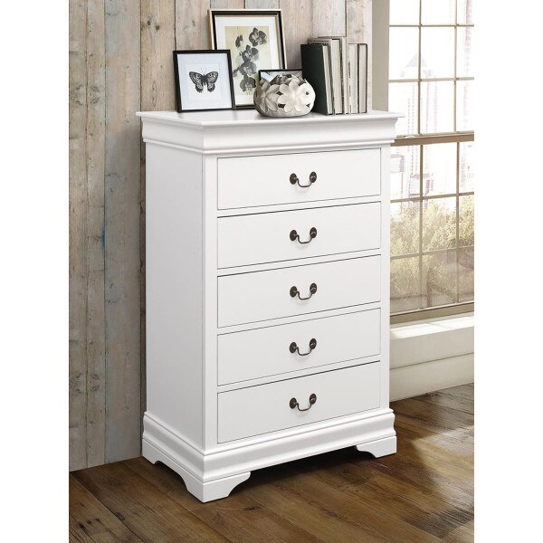 Coaster Furniture Louis Philippe White 5Drawer Chest City Mill