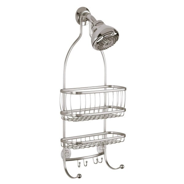iDesign 10 in. x 4 in. x 22 in. Satin York Lyra Shower Head Caddy