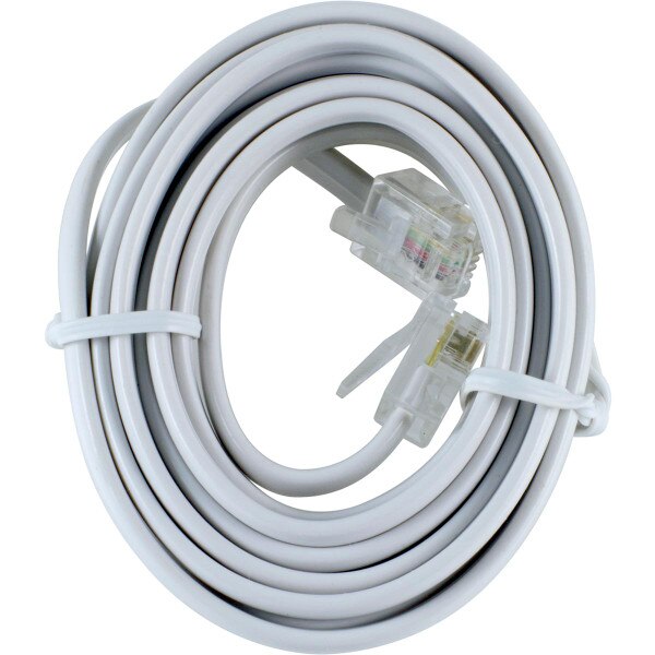 7 ft. White Phone Jack Cord City Mill