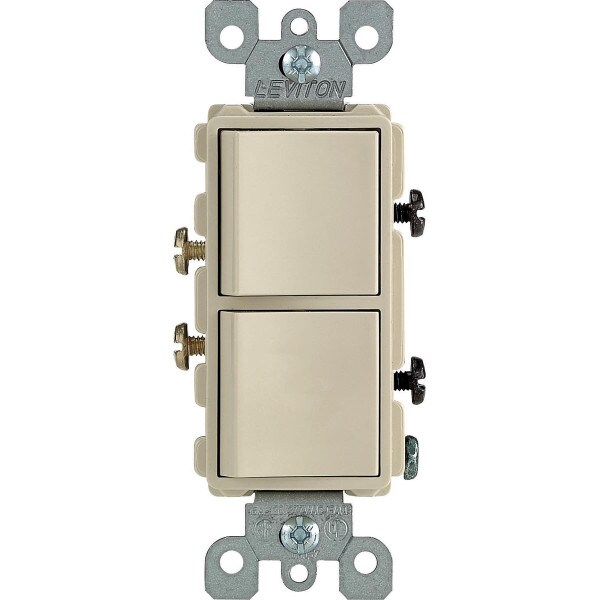 leviton decora 15 amp single pole dual switch white