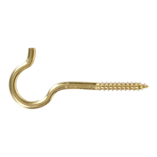 3-3/8 in. Solid Brass Round Ceiling Type Screw Hook