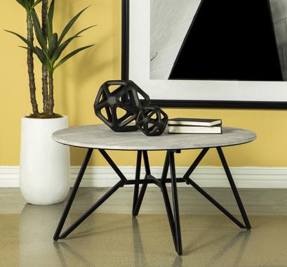 Hadi Round SmartTop Coffee Table Cement And Gunmetal | City Mill