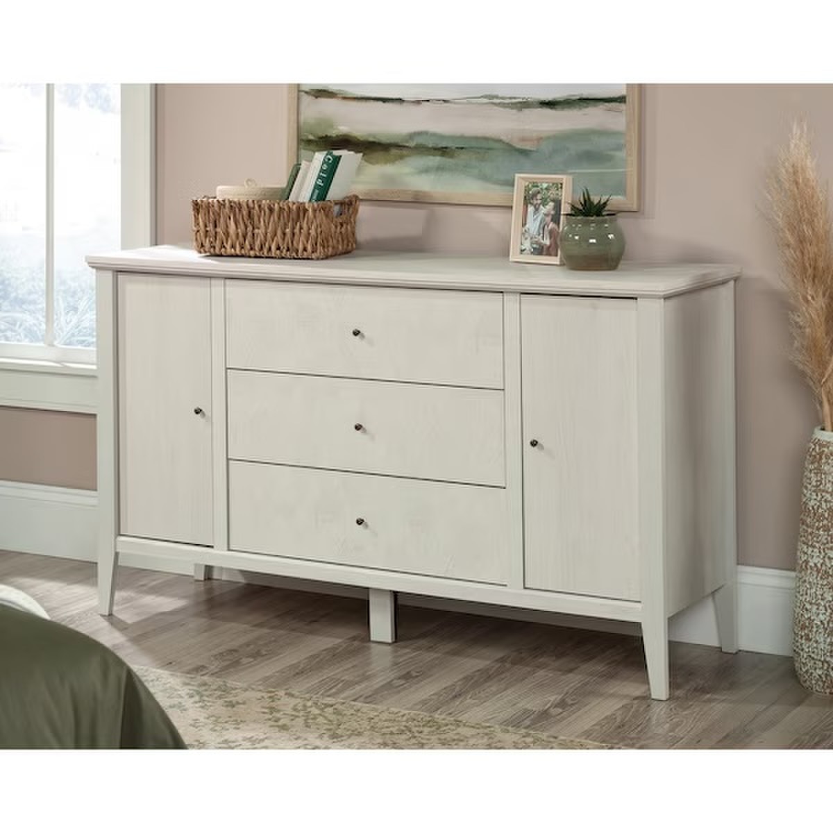 sauder dresser Larkin Ledge 3-Drawer Bedroom Dresser in Glacier Oak