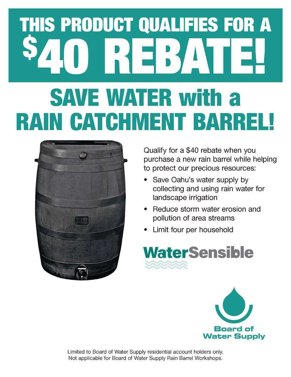 $40 Board of Water Supply rebate. Click for more information.